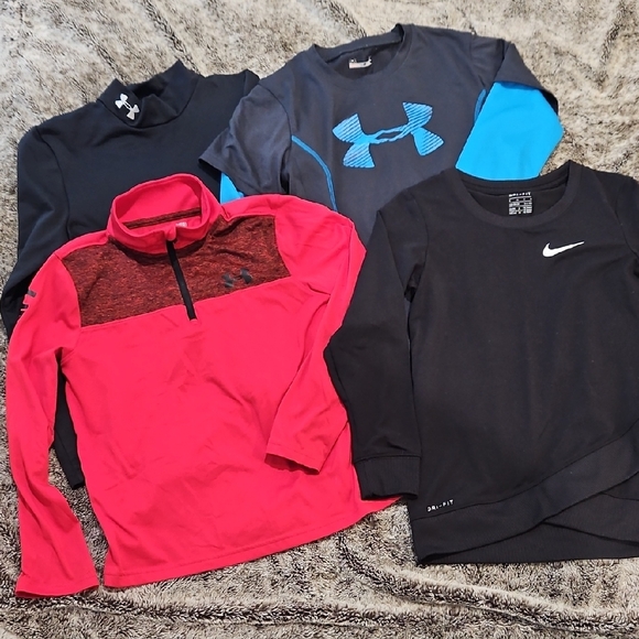 Under Armour Kids Long Sleeve Tops - Black, Red, Blue - Picture 1 of 5
